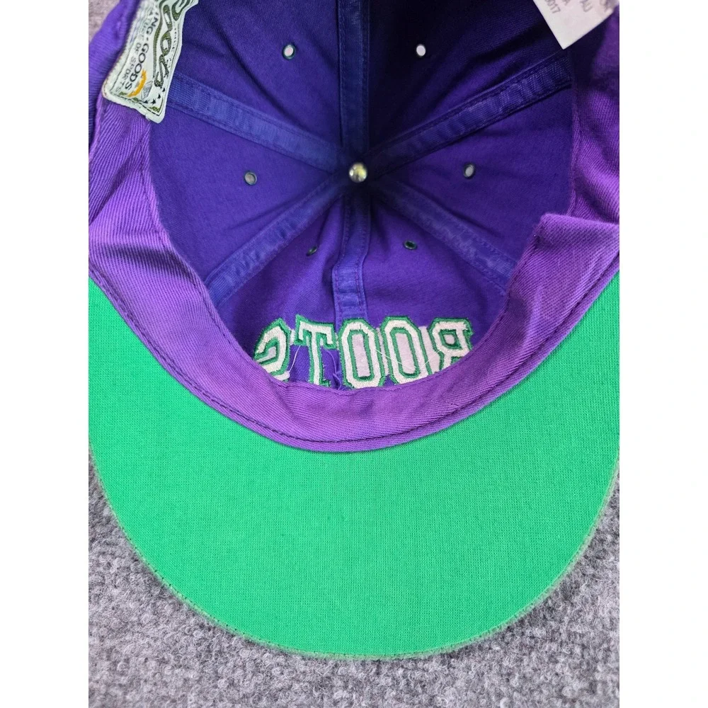 Roots Baseball‎ Cap Mens OS Purple Green Suede Brim Roots Canada Strapback Hat